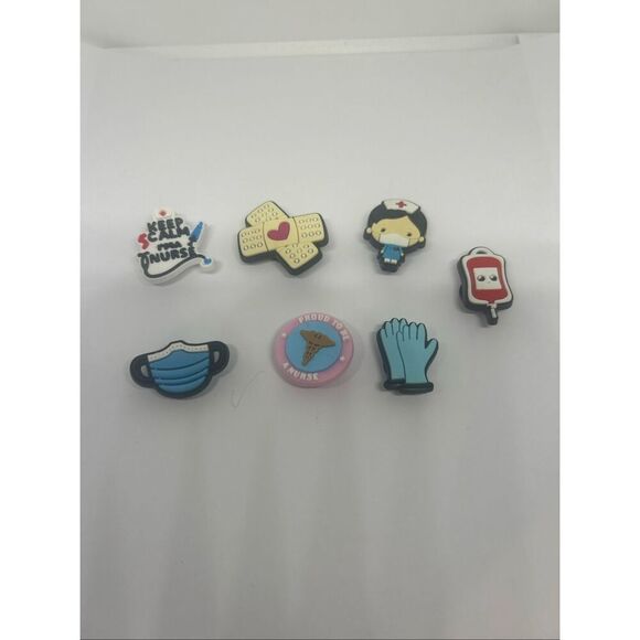 Lot of 7 Nurse & Medical Shoe Charms – Cute Accessories for Clogs 👩⚕️🩺💉 - Picture 1 of 1